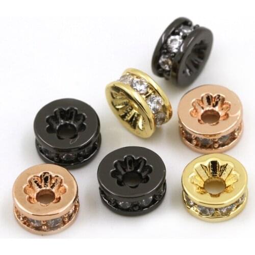 Round Shape charm jewelry findings DIY Hand made men bracelet Copper Inlaid white zircon jewelrys supplies