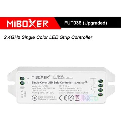Miboxer 2.4GHz Single Color LED Strip light Controller,FUT036 (Upgraded) DC12V~24V led lamp tape dimmer