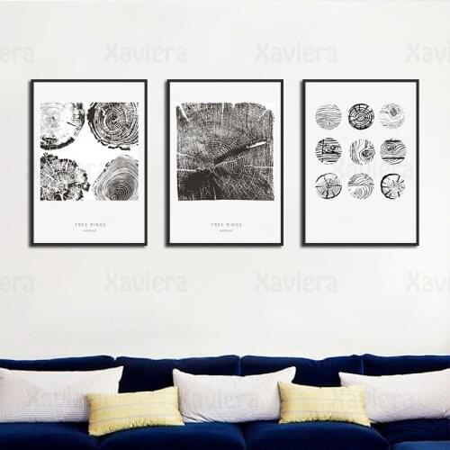 Minimalist Art Wall Poster Tree Rings Black and White Canvas Paintings and Prints Modern Abstract Pictures Home Decor Bedroom