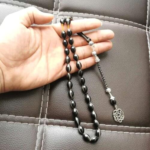 Black Resin Tasbih muslim bracelet 33 beads islamic gifts rosary turkey jewelry Arabic Misbaha handmade prayer beads Accessories