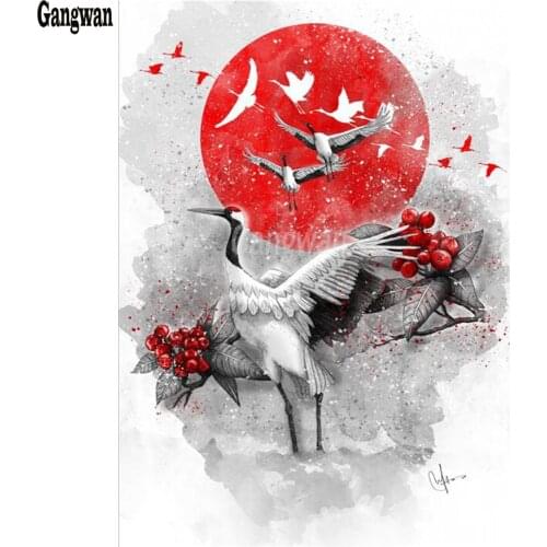 3D Japan crane Art full square round diy diamond painting Red-crowned crane 5d diamond embroidery diamond cross stitch 3 pcs set