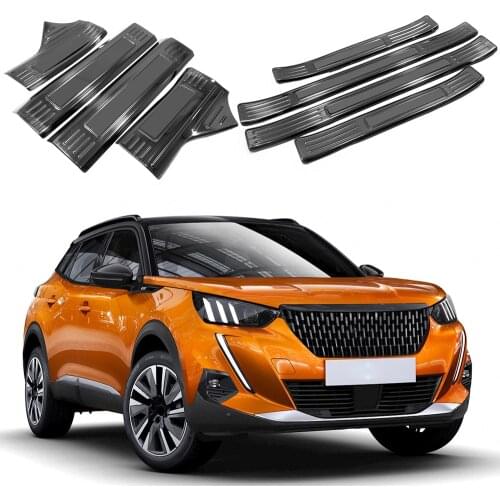 For Peugeot 2008 2020-2021 Stainless Steel Door Sill Scuff Plate Threshold Cover Trim 8pcs Car Styling Accessories