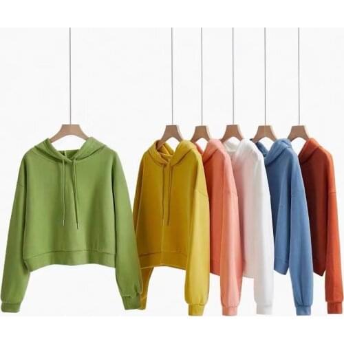 New spring and autumn hooded short womens sweater fashion long sleeve top