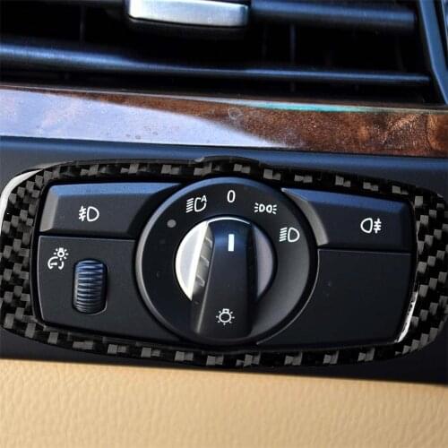 Carbon Fiber Interior Headlight Switch Frame Cover Trim for BMW X5 X6 E70 E71 E60 Car Styling Decoration Sticker Car Accessories