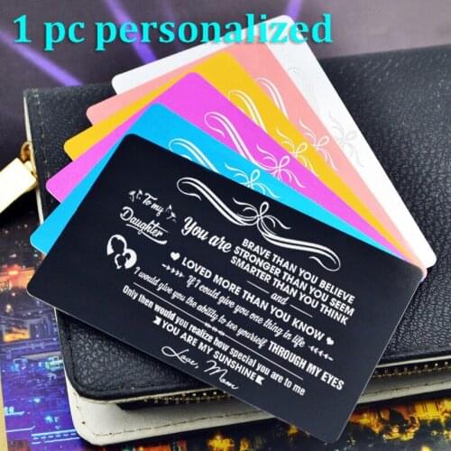 Personalized Metal Wallet Card Insert Custom Laser Engraved Message Card Romantic Gift Family Love Greeting Card KP035