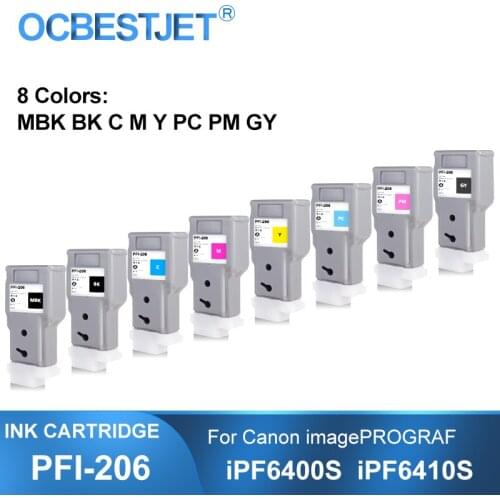 PFI-206 300ML Compatible Ink Cartridge Full With Pigment Ink Inside For Canon IPF-6410S Printer 8 Colors