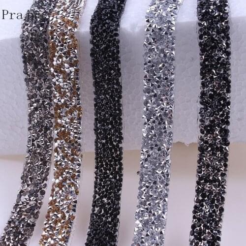 Prajna Strass Crystal Hot Fix Glitter Dress Rhinestones For Clothing Motifs Ribbon Hot-Fix Ornament Diy Accessories 1 Yard G
