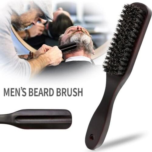 Professional Men Beard Brush Wood Handle Boar Bristle Cleaning Brush Hairdressing Anti Static Barber Hair Styling Comb