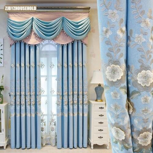 European Style Luxury Curtains for Living Room and Bedroom Shading Embroidered Curtain Translucidus (Shading Rate 41%-85%)