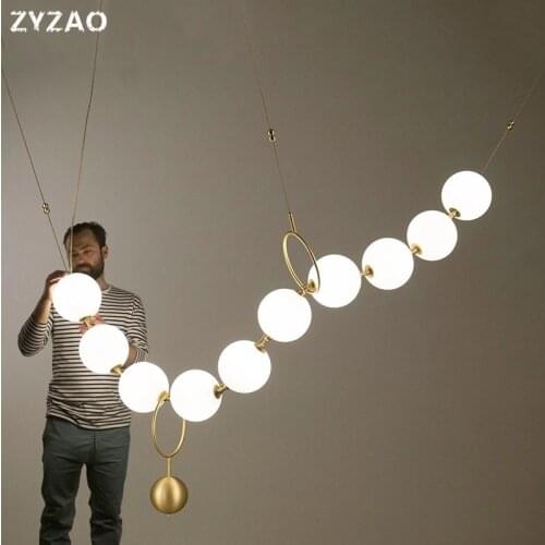 Nordic Luxury Glass LED Pendant Lights Gold Iron Designer Necklace Decor Hanglamp Kitchen Hanging Lamp Living Room Light Fixture