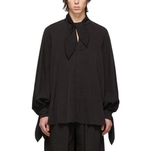 S-6XL!!Casual style collar design loose long sleeve shirt collar shirt