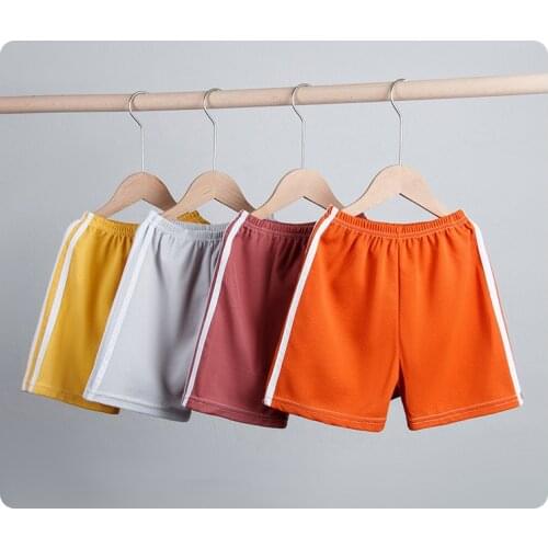 Summer 2 4 6 8 10 Yrs Cotton Navy Blue Solid Color Children Running Sports Boys Girls Shorts Kids Elastic Waist Beach Shorts