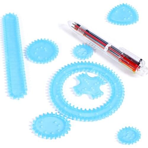 Spirograph Drawing Toy Set 8pcs Interlocking Gears&Wheels With Colorful Design Pen For Kid Early Educational Art Drawing Toys