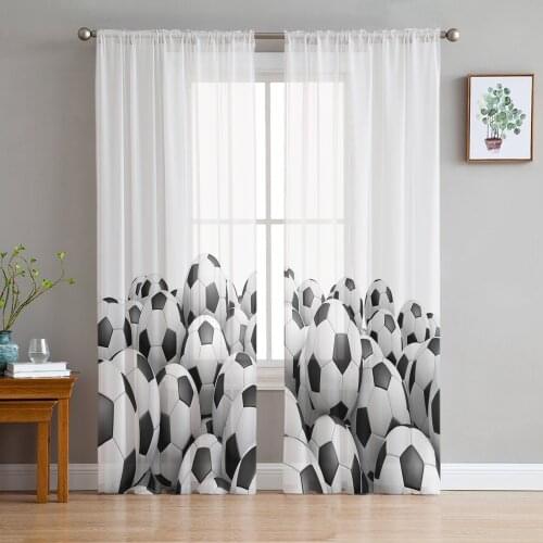 Football Soccer Game Sport Curtain For Living Room Transparent Tulle Curtains Window Sheer For The Bedroom Accessories Decor