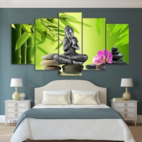 Buddha Statue Still Life Canvas Painting Bamboo Forest Landscape Home Decoration Posters and Prints Zen Wall Pictures Room Decor