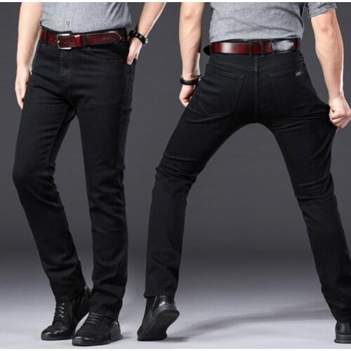 High Waist Black Jeans Men Cotton Slim Fit Skinny Pants High Waist Stretchy Plus Size 48 Loose Elastic Thin Denim Jeans for Men