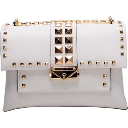 2019 New Fashion Soft Leather Elegant Women Bags Handbags Genuine Leather Small Rivet Crossbody Bags for Women Shoulder Bag