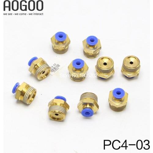 10Pcs/lot PC4-03 Tube 4mm Thread Straight Throught 3/8" Pneumatic Pipe Fitting tube connector