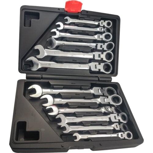 12PC movable head fixed head dual-use ratchet wrench set fast mechanical repair auto repair multi-function wrench tool set
