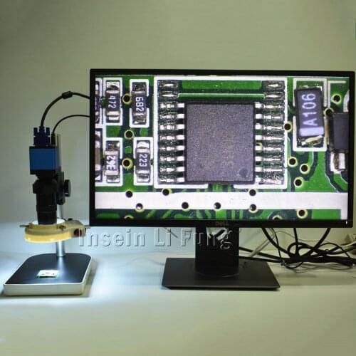 2.0MP 1080P 60FPS 1/2.8-inch CMOS VGA HD Microscope Camera+8X-130X Adjustable Magnification Zoom C-mount Lens+LED Light+Holder