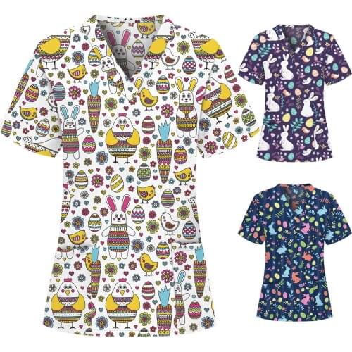 2021 Nurse Uniform Women Short Sleeve V-neck Tops Working Uniform Blouse Plus Size Medical Uniform Summer Sexy Uniforme Medico