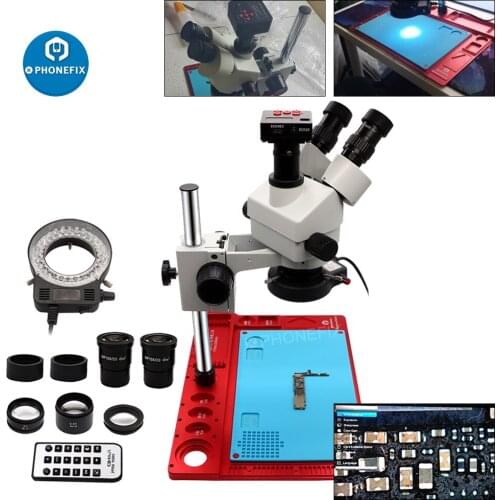 3.5X-90X Simul Focal Trinocular Stereo Microscope Digital 38MP HD Camera With Aluminum Alloy Soldering Pad for Phone PCB Repair