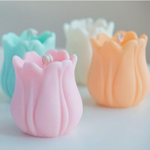3D Big Tulip Scented Candle Silicone Mold Tulip Flower Design Aromatherapy Plaster Soap Soy Candle Molds