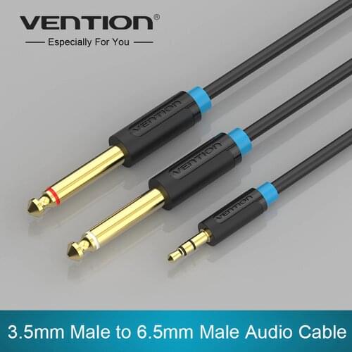 Vention Audio Cable Double 6.35mm Male 1/4" Mono Jack to Stereo 1/8" 3.5mm Jack Aux Cord 3.5mm to Dual 6.5mm Adapter Jack cabo