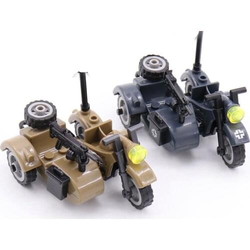 Locking Blocks Military MOC Motorcycle WW2 Set Sale Building Blocks Toys For Children Assemble Block Army SWAT