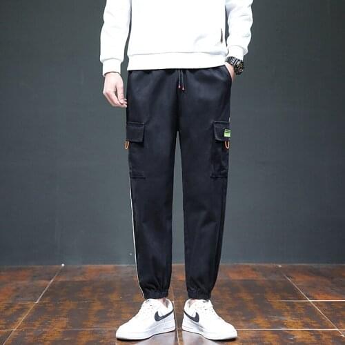 Mens Cargo Pants Men 2021 Spring New Solid Joggers Trousers Street Wear Black Casual Fashion Sports Pants Trousers Pants Men