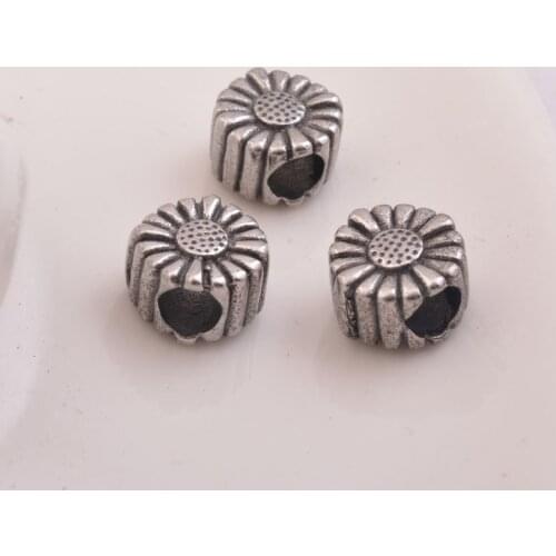 5pcs/lot 304L Stainless Steel Flower Beads Big Hole 5mm Clover Sunflower Beads Jewelry Bracelet Making DIY Accessories