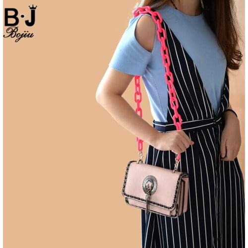 BOJIU 1 M Big Links Resin Choker Necklace Chain Multifunction Colorful Women Charm Bag Chain Fashion Decorations NK1036
