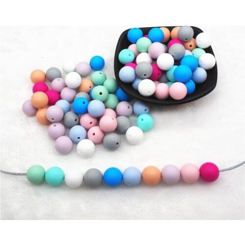 Chengkai 100pcs 9mm 12mm 15mm Silicone Teether Beads DIY Baby Pacifier Shower Jewelry Sensory Toy Loose Round Making Beads