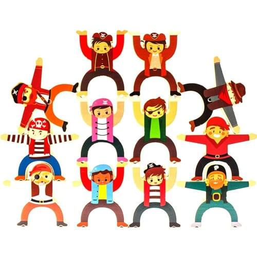 Kids Wood Toy Pirate Wooden Stacking Blocks Parent-child Stacking High Game Balance Building Blocks