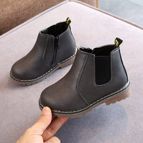 New Kids Leather Boots Winter Warm Boots Child Girls Boys Flat Shoes Top Selling Children Baby Girls Boys Sneakers B204