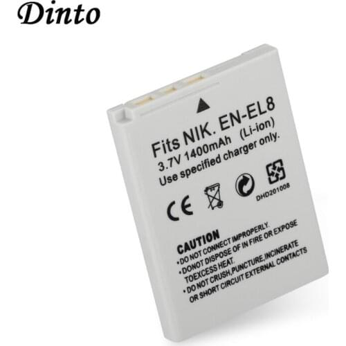 Dinto 1pc 1400mAh 3.7V EN-EL8 ENEL8 EN EL8 Camera Battery Pack for Nikon Coolpix P1 P2 S1 S2 S3 S5 S6 S7 S7C S8 S9