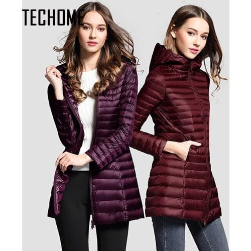 Long Down Jacket Women Winter Down Coats Ultra Light Down Jacket Quilted Hooded Coat Women Duck Downs Jacket Coat