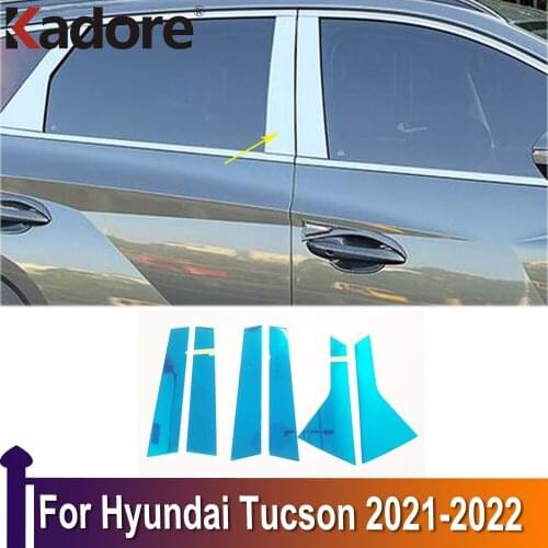 For Hyundai Tucson 2021 2022 Stainless Steel Car Window Center Pillar Trim Decorative Molding Auto Exterior Accessories