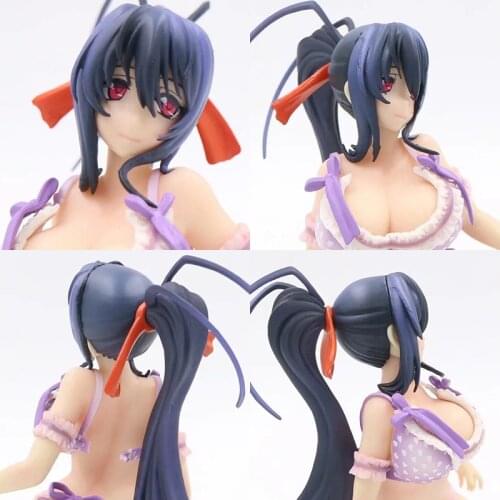 High School DxD Action Figure Anime Model Himejima Akeno Queen Sexy Lace Stockings PVC 16CM Statue Collectible Toy