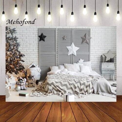 Mehofond Photography Background Winter Christmas Bedroom Brick Wall Stars Kid Holiday Party Portrait Decor Backdrop Photo Studio