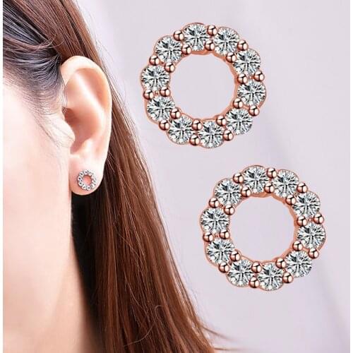 Hot Sale Sterling Silver 2 Color Round Earrings For Women Birthday Fashion Jewelry Gift Making Fashion DIY Jewelry For Women