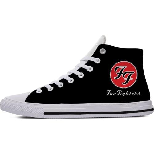 Foo Fighters Rock Band Novelty Design Harajuku Lightweight High Top Canvas Shoes Men Women Casual Breathable Sneakers