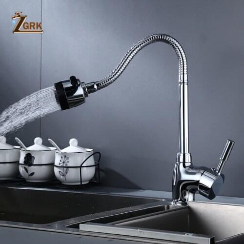 ZGRK Kitchen Faucets Free Adjusting Nozzle Sink Crane Swivel Faucet Mixer Tap Function Hot and Cold Water Taps