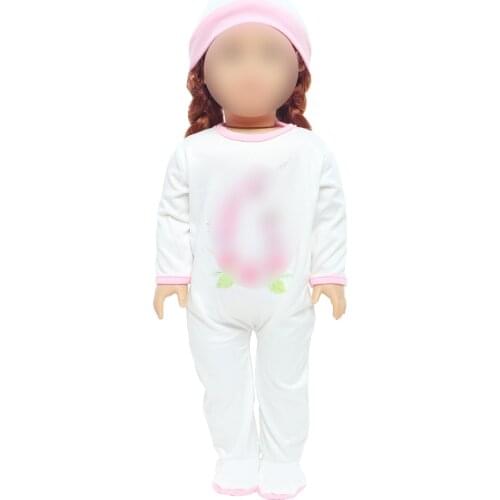 Doll Pajamas Outfit Fashion Unicorn Toy Homewear Hat Rompers Clothes for American 18 Inch Girl Baby Accessories