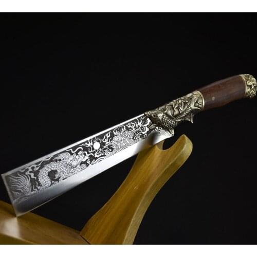 Newest 8.3 Inch Handmade Knives 7Cr17 High Carbon Steel Hunting Wood Chopper Chopping Kitchen Knives Copper Fish Decor Handle