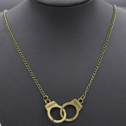 Fashion Simple Personality Jewelry Vintage Handcuffs Necklace For Women Feature Namour Charm Gift All Seasons
