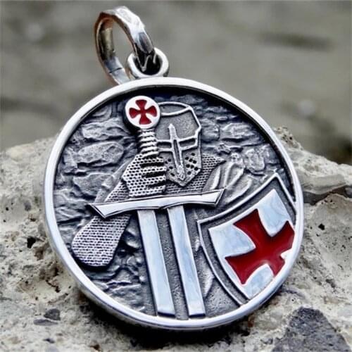 Mens 316L Stainless Steel Pendant Knight Templar Cross Necklace Mens Party Jewelry Gift for him