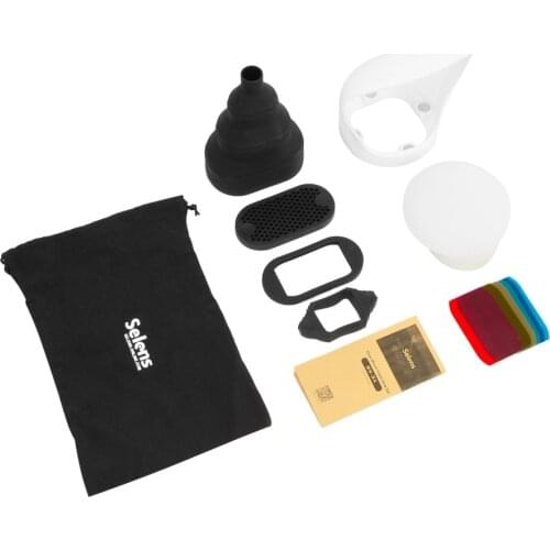 Selens Magnetic Flash Accessories Kit 7 Color Filters Honeycomb Grids Sphere Bounce Snoot Grip Lighting Modifier for Speedlite