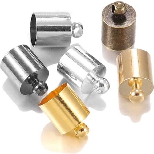 50Pcs/Lot Tassel Leather Cord End Crimp Caps Beads 3 4 5 6 7 8 9 10 mm End Tip Cap For DIY Necklace Jewelry Making Findings