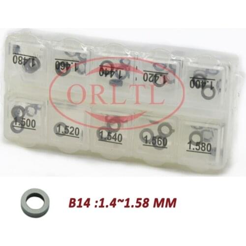 ORLTL 50Pcs B14 High Speed Steel Fuel Injector Washer Shims And Common Rail Diesel Adjustment Gaskets Size 1.40mm-1.58mm